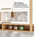 Ver imagem 6 de Cozinha Compacta Modulada 100% MDF 4 Peças 7 Portas 5 Gavetas e Vidro 274cm Vicenza Espresso Móveis Branco/Amêndoa