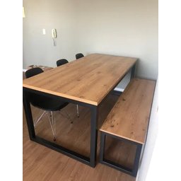 Mesa Jantar Estilo/Modelo Industrial com 1 banco (2,00x90) - 2