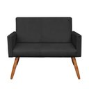 Ver mais imagens de Kit 2 Poltronas/Namoradeira Veludo Preto Pés Palito Castanho