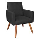 Ver imagem 5 de Kit 2 Poltronas/Namoradeira Veludo Preto Pés Palito Castanho