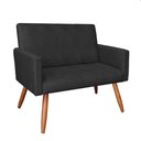 Ver imagem 2 de Kit 2 Poltronas/Namoradeira Veludo Preto Pés Palito Castanho
