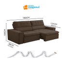 Ver imagem 4 de Sofá Retratil Reclinável 2 Lugares 160cm Confortável Megasul:veludo Marrom