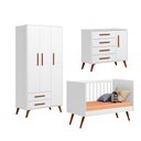 Ver imagem 3 de Quarto de Bebê Completo Q Encanto Retrô com Berço Mini Cama Guarda Roupa Cômoda e Colchão Movellu