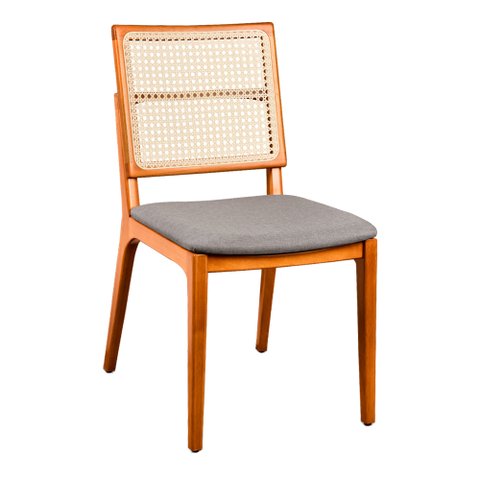 Cadeira para Mesa de Jantar Adele 44cm Madeira Maciça | Linho Cinza - Sallar Home