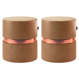 Kit 02 Puffs Bancos Decorativos Redondo Porto 49x43cm Corano Amarula - Desk Design - 1