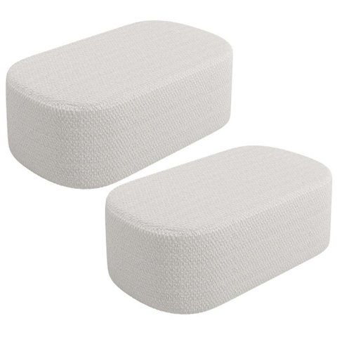Kit 02 Puffs Decorativos Orgânico para Living Quarto 100cm Doha W01 Bouclê Cru - Lyam Decor