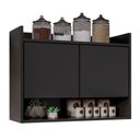 Ver imagem 1 de Armário Aéreo Cozinha Multiuso Cecília 70cm 02 Portas Preto - Desk Design
