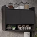 Ver imagem 5 de Armário Aéreo Cozinha Multiuso Cecília 70cm 02 Portas Preto - Desk Design