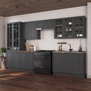Ver imagem 1 de Armário de Cozinha Modulada Completa Fidelitá Nara 100% MDF 6 Peças 360cm 16 Portas 2 Gavetas sem