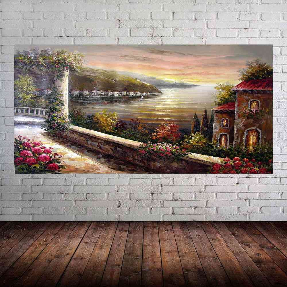 Quadro Pintura Paisagem Óleo Sobre Tela 3001: 60cm (A) x 110cm (L) - 1