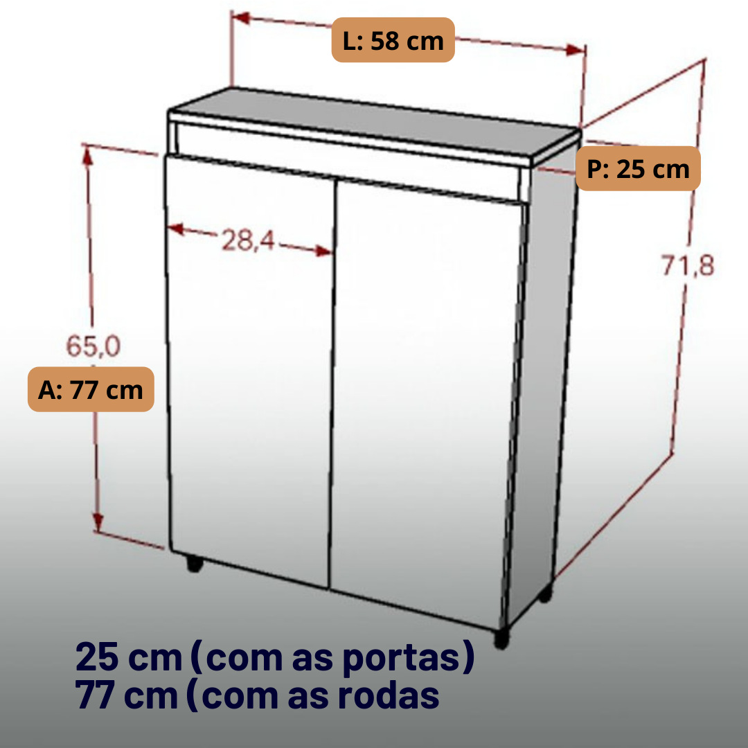 Sapateira para Hall de Entrada com Tampo Amadeirado de 2 Portas - com Design Compacto - 10