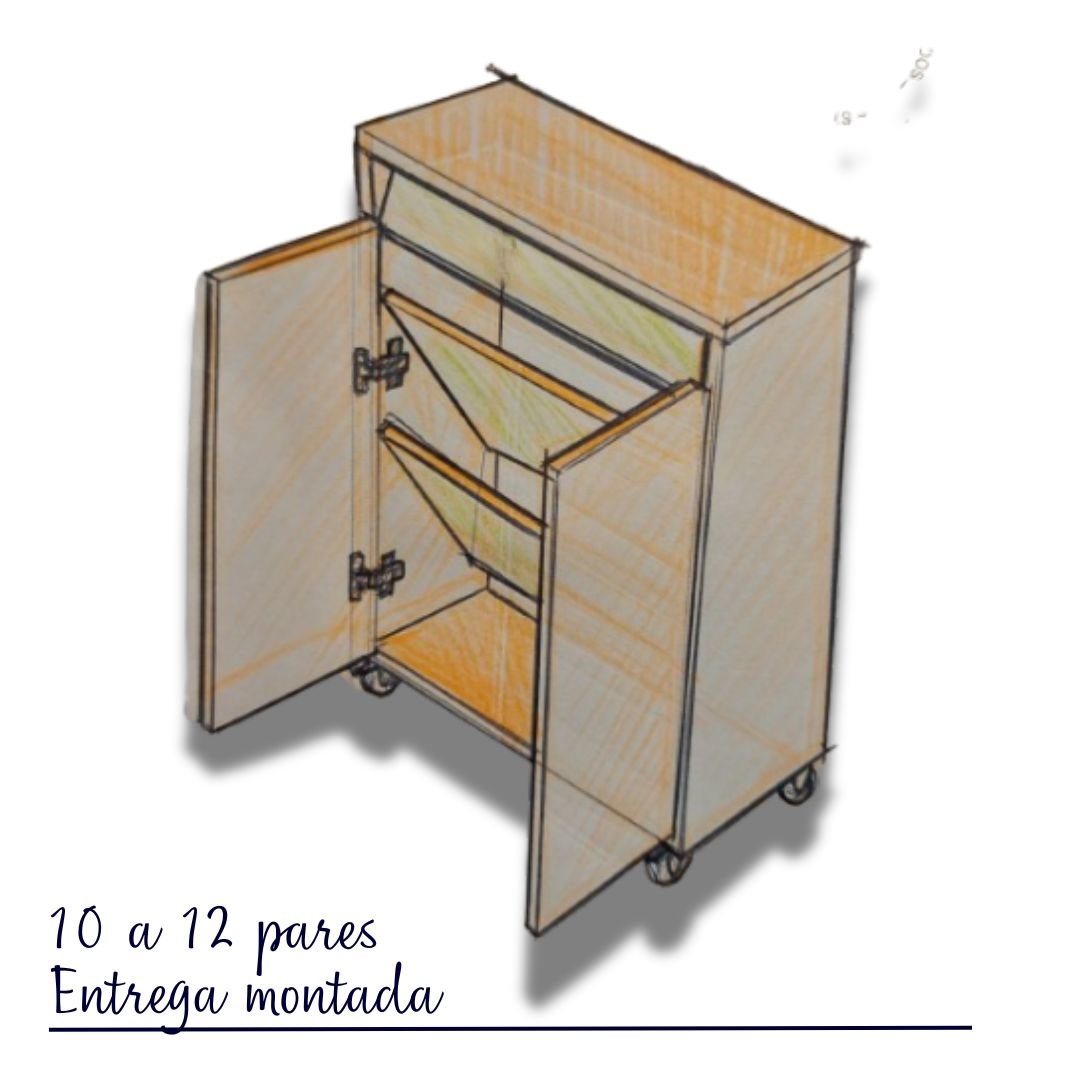 Sapateira Tampo Amadeirado de 2 Portas - com Design Compacto - Armário Auxiliar para Sala e Quarto - 3