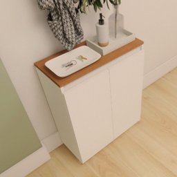 Sapateira para Hall de Entrada com Branco e Amadeirado 2 Portas - Mdf - 1