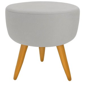 Banqueta Puff Decorativo Redondo Pé Palito Cinza