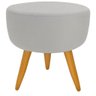 Banqueta Puff Decorativo Redondo Pé Palito Cinza - 1