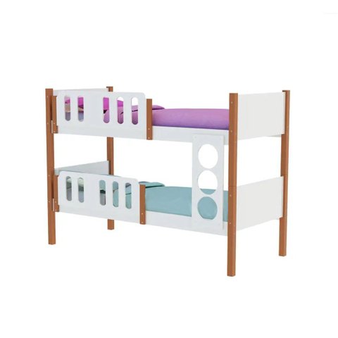 Beliche Infantil Solteiro Ônix com 2 Colchões + Lousa Mágica Divaloto Móveis - Branco Mel