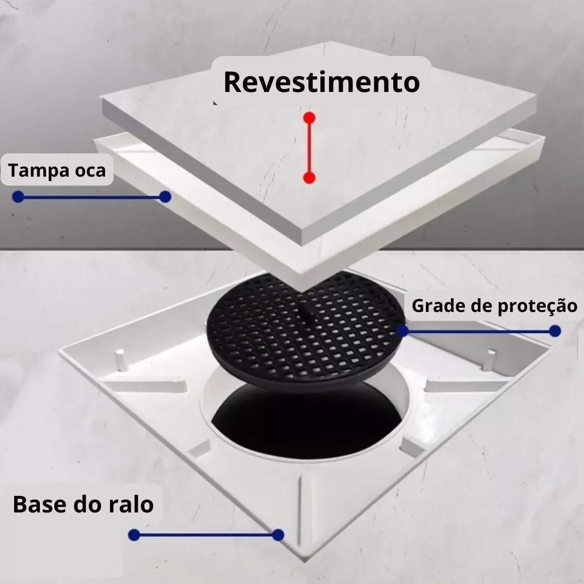 Ralo Oculto 10x10cm Piso/porcelanato Inteligente Branco - 7