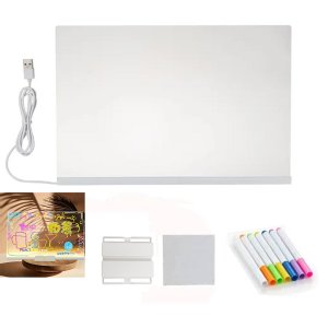 Lousa Luminaria Led Quadro Desenho Caneta Recado Anotaçao Escrita Decoraçao Mesa Quarto Trabalho Qua