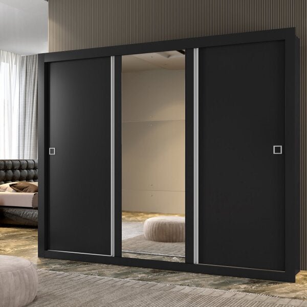 Guarda-Roupa Casal 186cm 3 Portas com Espelho Dakota Yescasa