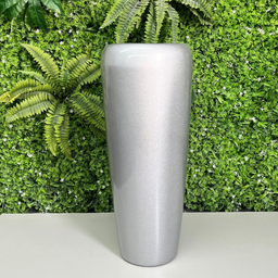 Vaso Decorativo Fibra de Vidro Florida M 80cm Prata Metalizado - 2