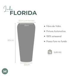 Vaso Decorativo Fibra de Vidro Florida M 80cm Prata Metalizado - 3