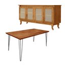 Ver imagem 1 de Conjunto Sala de Jantar Mesa Industrial Lanna com Buffet Aparador Deltan Madeira Maciça - Marrom