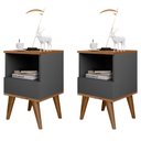 Ver imagem 2 de Conjunto Quarto Mesas de Cabeceira Pix 1,40 Onix/freijo