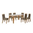 Ver imagem 2 de Conjunto Sala de Jantar Mesa Ágata Tampo Vidro/MDF com 6 Cadeiras Atena Cinamomo/Off White/Suede