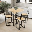 Ver imagem 1 de Conjunto Mesa 4 Cadeiras Tampo Pinus Redondo Industrial Black