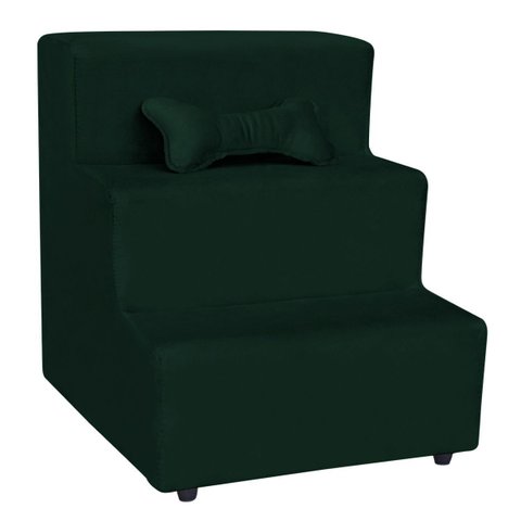 Escada 3 Degraus Rampa Brinde Pet Dog Cachorro Veludo Verde