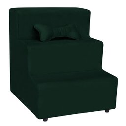 Escada 3 Degraus Rampa Brinde Pet Dog Cachorro Veludo Verde - 1