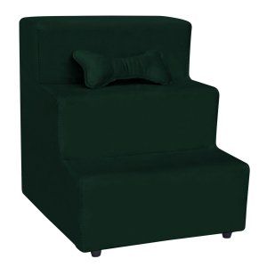 Escada 3 Degraus Rampa Brinde Pet Dog Cachorro Veludo Verde