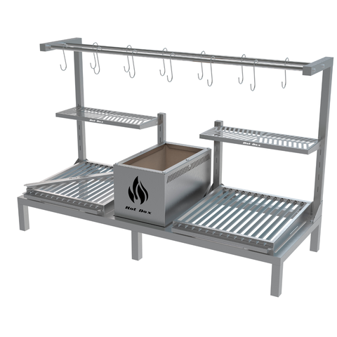 Parrilla Dupla de Alvenaria 118x45 com Grelha Argentina e Tendal