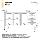 Ver imagem 6 de Gabinete de Cozinha Para Pia 140 em Aço Apolo 4 Gavetas Branco - Cozimax