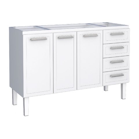 Gabinete de Cozinha Para Pia 140 em Aço Apolo 4 Gavetas Branco - Cozimax