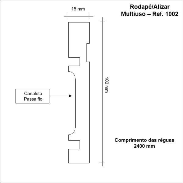 Kit Rodapé de MDF 10cm x 15mm x 1,80m 10 Barras com Friso Moldufama 1002 - 3