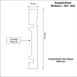 Kit Rodapé de MDF 10 Barras Frisada de 10cmx15mmx1,80m com 27 Metros Lineares 1002 - 3