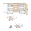 Ver imagem 7 de Conjunto Mesa Pedestal Presidente em L + Cadeira de Escritório Ergonômica Armário Lateral 3 Gavetas