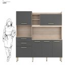 Ver imagem 4 de Armario de Cozinha 6 Portas 2 Gavetas Select Marrom/Avena Grafito