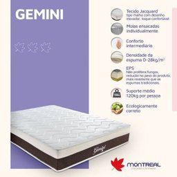 Cama Box Solteiro Gemini 0,88x188x68cm Molas Ensacadas  - 3