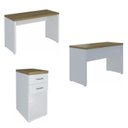 Ver imagem 2 de Escrivaninha Mesa Escritório Tamburato 1 Gaveta 2 Lugares Olmo e Branco Artany