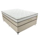 Ver imagem 1 de Cama Box Casal Aquarius Visco 138x188x71cm Molas Ensacadas Montreal Branco/Tecido Suede Bege, Malha 240g