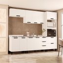 Ver imagem 1 de Cozinha Meena 5 Peças 270x224,5cm Armários Aéreos Torre Quente Balcões Branco 250055
