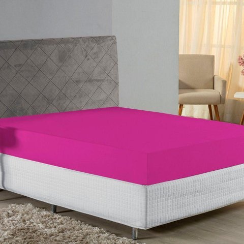 Lençol com Elástico Casal Nobre Viúva 1 Peça 30cm de Altura Malha 100% Algodão - Pink