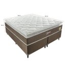 Ver imagem 1 de Cama Box Casal King Cygnus Latex 193x203x59cm Molas Ensacadas Montreal Branco/Tecido Suede Tabaco, Malha 340g