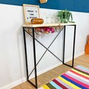 Ver imagem 3 de Aparador de Ferro e Madeira Style Line Industrial com Suporte para Vinho Natural e Preto