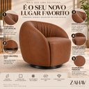 Ver imagem 7 de Poltrona Giratória 360° Orgânica Bouclé Sala Recepção Nuvem:Courino Sintético/ Marrom