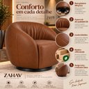 Ver imagem 6 de Poltrona Giratória 360° Orgânica Bouclé Sala Recepção Nuvem:Courino Sintético/ Marrom