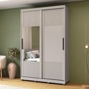Ver imagem 1 de Guarda-roupa Solteiro com Espelho 2 Portas Correr 3 Gavetas 150cm Multimóveis Cr35399 Cinza