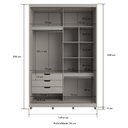 Ver imagem 5 de Guarda-roupa Solteiro com Espelho 2 Portas Correr 3 Gavetas 150cm Multimóveis Cr35399 Cinza